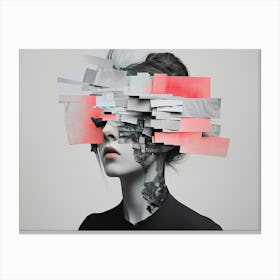 Woman With Paper On Her Head Canvas Print