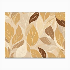 Seamless Pattern Of Stylized, Overlapping Leaves In Warm, Earthy Tones Of Brown And Beige, Creating A Natural And Organic Texture Canvas Print