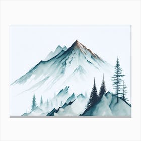 Mountain And Forest In Minimalist Watercolor Horizontal Composition 197 Canvas Print