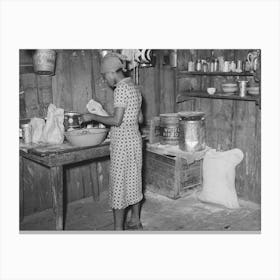 Woman Living On Farm Near Jefferson, Texas, Preparing Dinner By Russell Lee Canvas Print