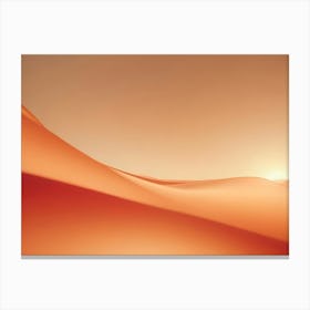 Minimalistic Landscape With Rolling Sand Dunes In Warm Orange Hues, Bathed In The Golden Light Of A Low Hanging Sun Canvas Print