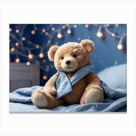 Teddy Bear In Bed Canvas Print