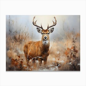 Deer In The Field Canvas Print