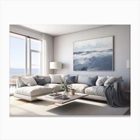 Living Room With Ocean View Canvas Print