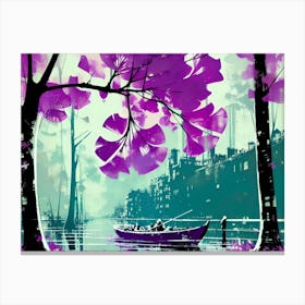 Purple Trees In The Water Canvas Print