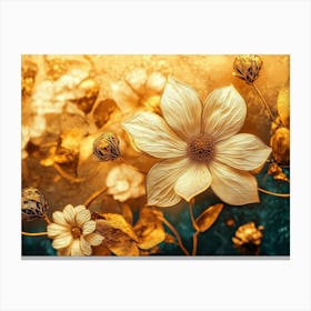 Golden Flowers On A Gold Background Canvas Print