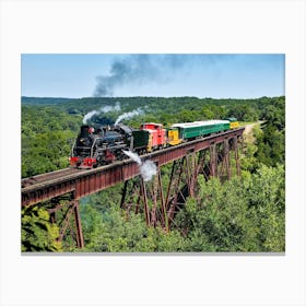 Steam Train Crosses Bass Point Creek Bridge Iowa Canvas Print