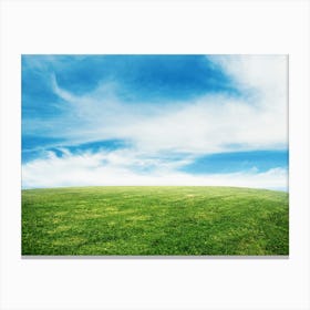 Green Field With Blue Sky Canvas Print