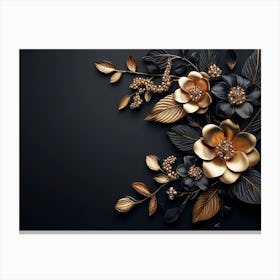 3d Golden Jewelry Style Flowers Canvas Print