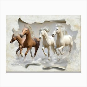 Four Horses Running Canvas Print