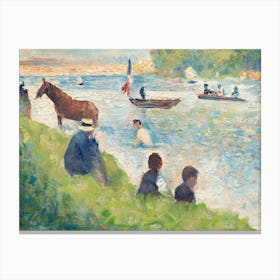 Horse And Boats, Georges Seurat Canvas Print