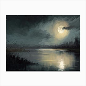 Moonlight Over The Water Canvas Print