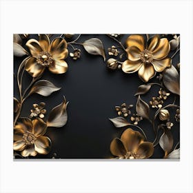 Gold Floral Frame 4 Canvas Print