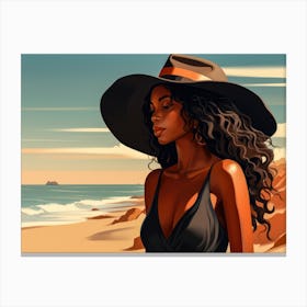 Illustration of an African American woman at the beach 63 Canvas Print