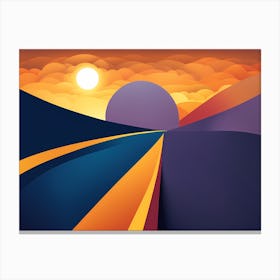 Sunset On The Road Canvas Print