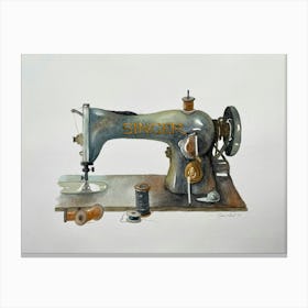 Singer Sewing Machine watercolor Canvas Print