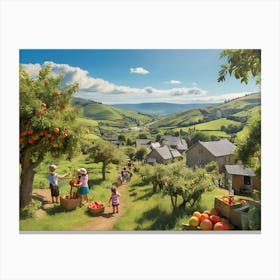 Children In An Apple Orchard paintings art print Canvas Print