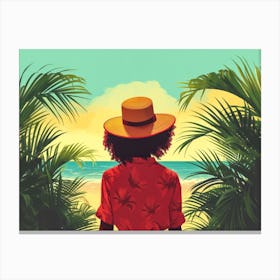 Illustration of an African American woman at the beach 25 Canvas Print