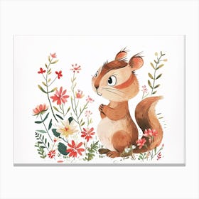 Little Floral Chipmunk 4 Canvas Print