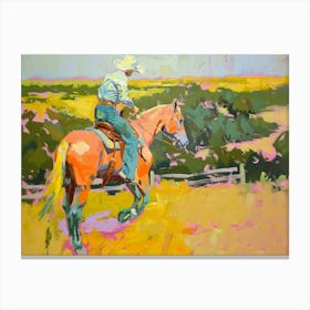 Neon Cowboy In Texas Hill Country Painting Canvas Print