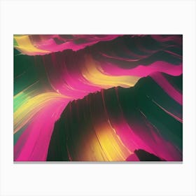 Abstract Image Of A Flowing, Wave Like Landscape In Shades Of Pink, Green, And Yellow Canvas Print