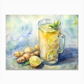 Lemon Ginger Detox Drink Global Canvas Print