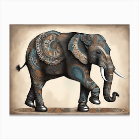 Playful Elephant In Leather Shoes, Whimsical Art, 1132 Canvas Print