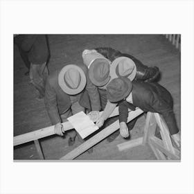 Buyers At Strawberry Auction Studying List Of Car Lots To Be Auctioned, Hammond, Louisiana By Russell Lee Canvas Print