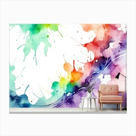 Watercolor Splatter Wall Mural Canvas Print