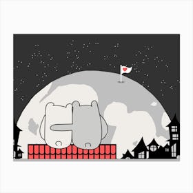 Moon Universe Love Heart Roof Canvas Print