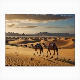 Camels In The Desert 10 Canvas Print