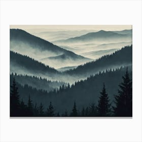 Morning Mist In The Trees Canvas Print