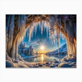 Ature Eternal Frost In A Secluded Glacial Cave Canvas Print