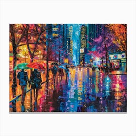 Rainy Night In New York City Canvas Print