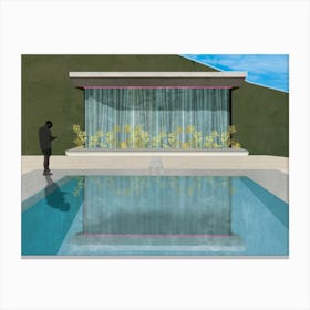 Villa And Pool Art Print Canvas Print