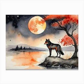 Wolf In The Moonlight 2 Canvas Print