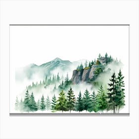 Watercolor Of Mountains Canvas Print