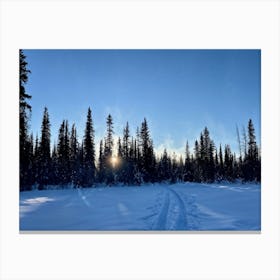 At The Onset Of Winter A Snowy Panorama Unfolds A Vast Forest Exists Beneath The Far Reaching Sky 2 1 Canvas Print