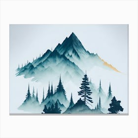 Mountain And Forest In Minimalist Watercolor Horizontal Composition 419 Canvas Print