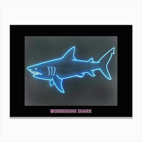 Neon Pink Aqua Wobbegong Shark Poster 4 Canvas Print