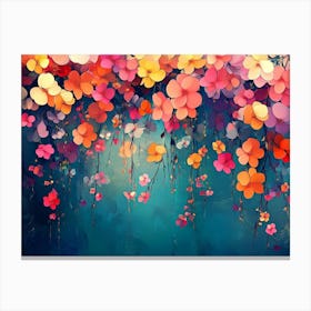 Elegant Colorful With Vibrant Flower Hanging Branches Illustration Background 1 Canvas Print