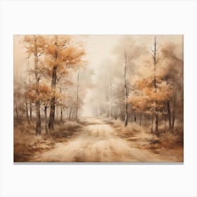 A Painting Of Country Road Through Woods In Autumn 62 Canvas Print