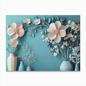 3d Simple Floral Painting Light Blue 1 Stampe su tela