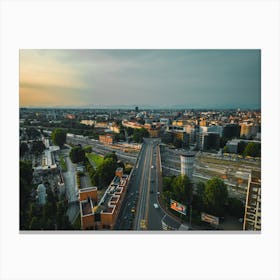 Drone Photo Cityscape of Milan city Canvas Print