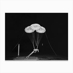Black And White Negative Photograph Of Apollo 3 Parachute Cluster Canvas Print