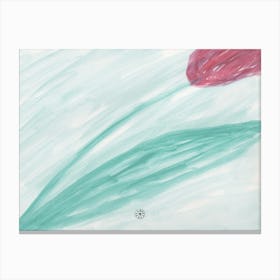 Single Tulip - floral flower green red watercolor hand painted nature minimal Canvas Print