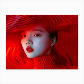 Korean Girl In Red Canvas Print