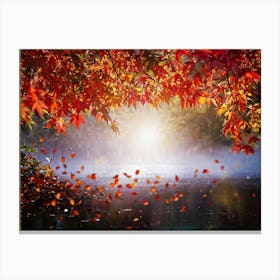 Autumn Themed Frame Showcasing An Explosion Of Vibrant Foliage Hues Ranging From Deep Reds To Warm (3) Canvas Print