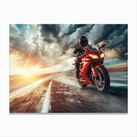 Rider On Red Bike (23) Canvas Print