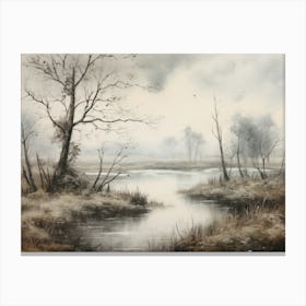 Vintage Winter Landscape Canvas Print